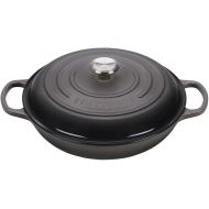 Le Creuset 5 Qt. Signature Braiser w/ Additional Engraved Personalized Stainless Steel Knob - Oyster