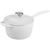 Le Creuset 1 3/4 Qt. Saucepan w/ Additional Engraved Personalized Stainless Steel Knob - White