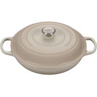 Le Creuset 5 Qt. Signature Braiser w/ Additional Engraved Personalized Stainless Steel Knob - Meringue