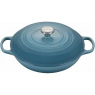 Le Creuset 3 3/4 Qt. Signature Braiser w/Additional Engraved Personalized Stainless Steel Knob - Caribbean