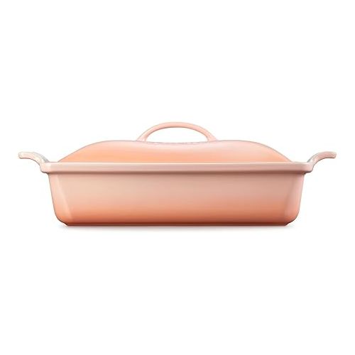 르크루제 Le Creuset Stoneware Heritage Covered Rectangular Casserole, 4 qt., Peche