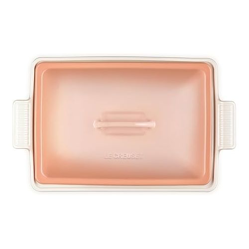 르크루제 Le Creuset Stoneware Heritage Covered Rectangular Casserole, 4 qt., Peche