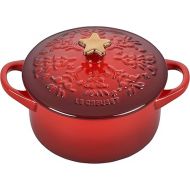 Le Creuset Noel Collection Stoneware Mini Cocotte with Star Knob, 24 oz., Cerise