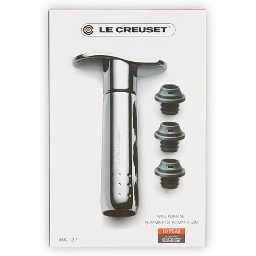 르크루제 Le Creuset Wine Pump and 3 Stoppers, Black Nickel