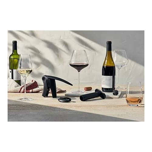 르크루제 Le Creuset Wine Pump and 3 Stoppers, Black Nickel