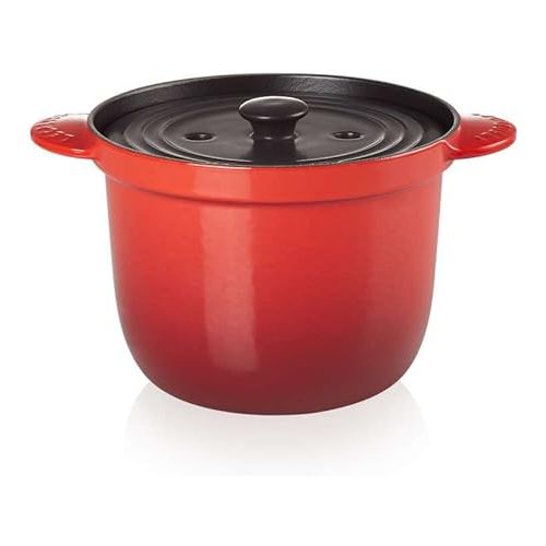 르크루제 Le Creuset Enameled Cast Iron Rice Pot with Lid & Stoneware Insert, 2.25 qt., Cerise