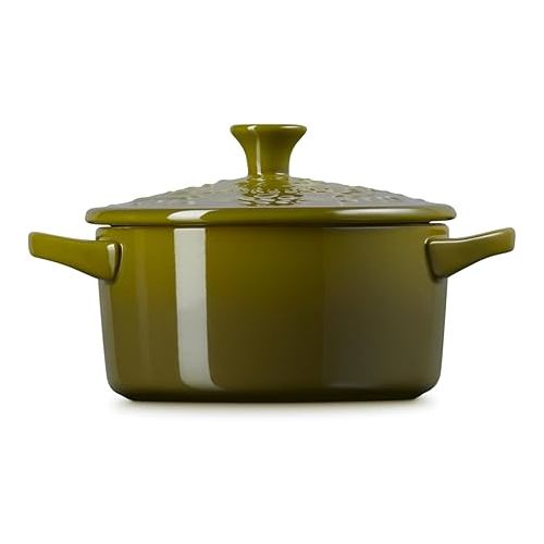 르크루제 Le Creuset Olive Branch Collection Stoneware Classic Mini Round Cocotte, 24 oz., Olive