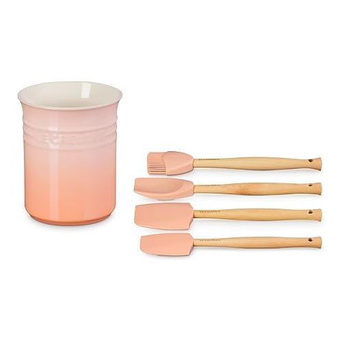 르크루제 Le Creuset Stoneware & Silicone 5pc. Utensil Crock Set, Peche