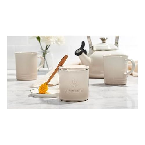 르크루제 Le Creuset Stoneware Honey Pot, 14 oz., Meringue