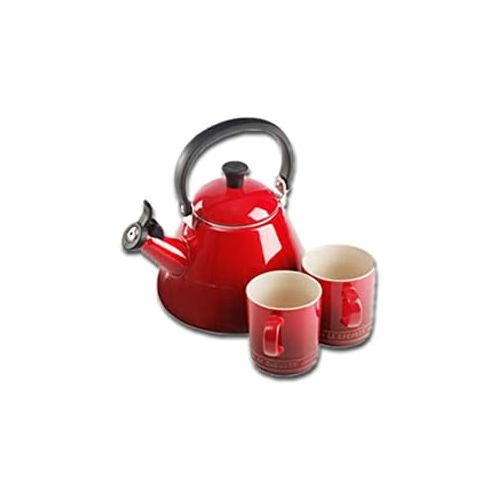 르크루제 Le Creuset Wasserkessel, Fuellmenge: 1,6 l, Emaillierter Stahl/Phenolgriffe, Kone, Kirschrot