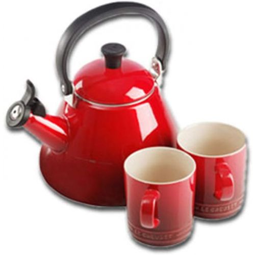 르크루제 Le Creuset Wasserkessel, Fuellmenge: 1,6 l, Emaillierter Stahl/Phenolgriffe, Kone, Kirschrot