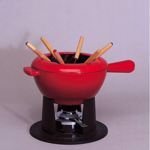 르크루제 Le Creuset Gusseisen Fondue-Set, kirschrot