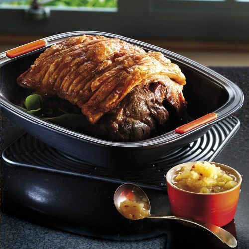 르크루제 LE CREUSET Le Creuset Antihaft Brat- und Auflaufform, 33 x 29 cm, PFOA-frei, Sauerteigbestandig, aus Karbonstahl gefertigt, anthrazit/orange