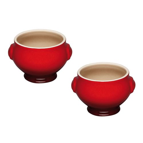 르크루제 LE CREUSET Le Creuset Steinzeug Suppenterrine, 2er-Set, je 600 ml, kirschrot