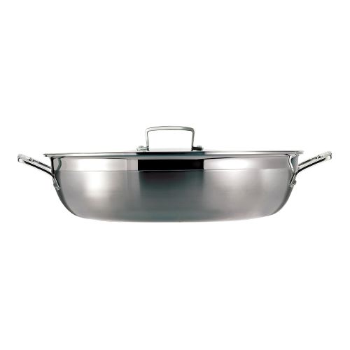 르크루제 Le Creuset 3-ply Profipfanne/Servierpfanne mit Deckel, Ø 30 cm, Rostfreier Edelstahl, Fuer alle Herdarten inkl. Induktion und Ofen geeignet, Silber