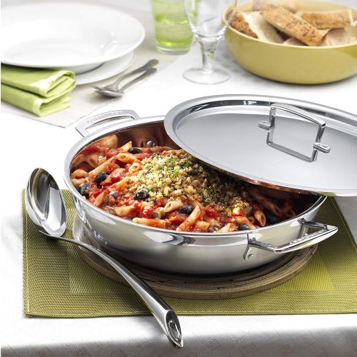 르크루제 Le Creuset 3-ply Profipfanne/Servierpfanne mit Deckel, Ø 30 cm, Rostfreier Edelstahl, Fuer alle Herdarten inkl. Induktion und Ofen geeignet, Silber