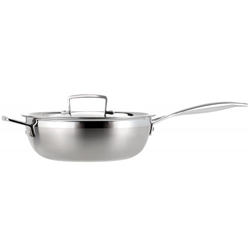 르크루제 Le Creuset 3-ply Antihaft-Sautepfanne mit Deckel, Ø 24 cm, Rostfreier Edelstahl, PFOA-frei, Fuer alle Herdarten inkl. Induktion geeignet, Silber