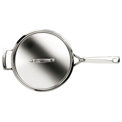 르크루제 Le Creuset 3-ply Antihaft-Sautepfanne mit Deckel, Ø 24 cm, Rostfreier Edelstahl, PFOA-frei, Fuer alle Herdarten inkl. Induktion geeignet, Silber