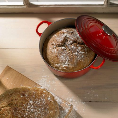 르크루제 Le Creuset Gusseisen Brater rund hoch 28 cm, kirschrot