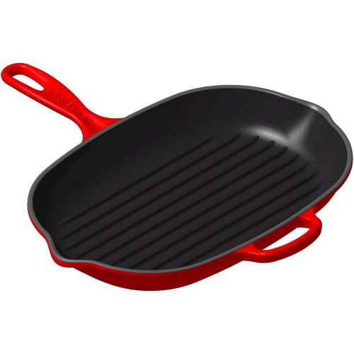 르크루제 Le Creuset Gusseisen-Grillpfanne, Oval, 32 cm, Fuer alle Herdarten inkl. Induktion geeignet, Kirschrot