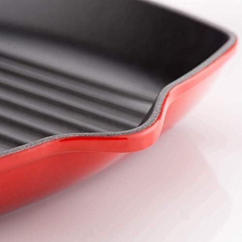 르크루제 Besuchen Sie den Le Creuset-Store Le Creuset Signature Gusseisen-Grillpfanne, Quadratisch, 26 cm, Fuer alle Herdarten inkl. Induktion geeignet, Kirschrot