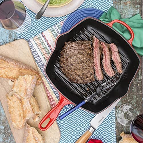 르크루제 Besuchen Sie den Le Creuset-Store Le Creuset Signature Gusseisen-Grillpfanne, Quadratisch, 26 cm, Fuer alle Herdarten inkl. Induktion geeignet, Kirschrot