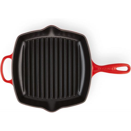 르크루제 Besuchen Sie den Le Creuset-Store Le Creuset Signature Gusseisen-Grillpfanne, Quadratisch, 26 cm, Fuer alle Herdarten inkl. Induktion geeignet, Kirschrot