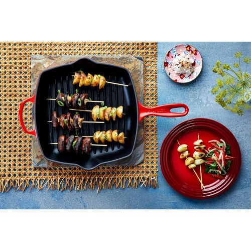 르크루제 Besuchen Sie den Le Creuset-Store Le Creuset Signature Gusseisen-Grillpfanne, Quadratisch, 26 cm, Fuer alle Herdarten inkl. Induktion geeignet, Kirschrot