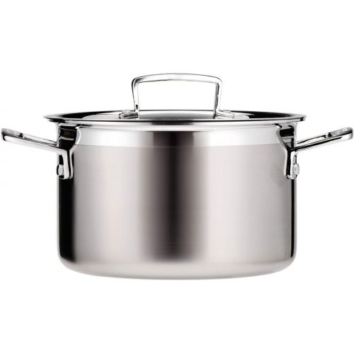 르크루제 Le Creuset 3-ply Fleischtopf mit Deckel, Ø 24 cm, Rostfreier Edelstahl, 6,0L Volumen, Fuer alle Herdarten inkl. Induktion geeignet, Silber