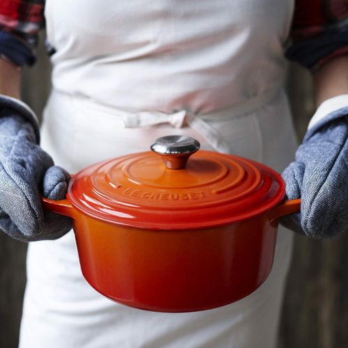 르크루제 Le Creuset Signature Gusseisen-Brater mit Deckel, Ø 18 cm, Rund, Fuer alle Herdarten und Induktion geeignet, Volumen: 1,8 l, Ofenrot