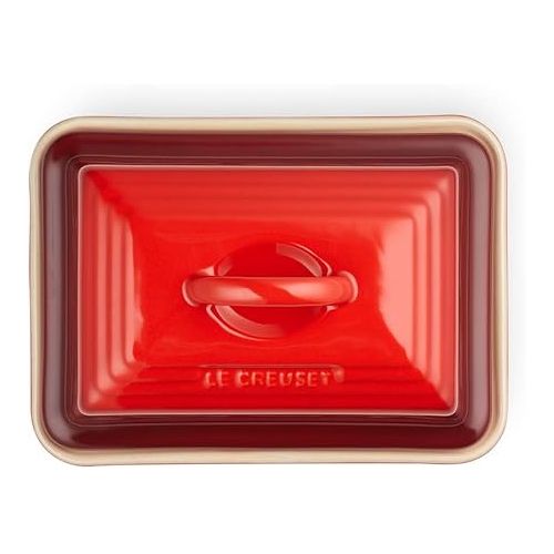 르크루제 Le Creuset Stoneware European Butter Dish, Cerise