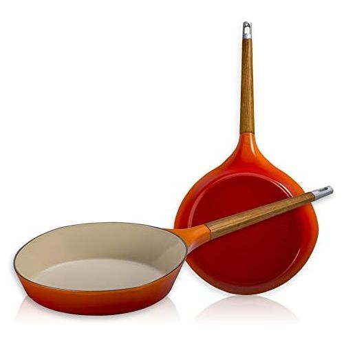 르크루제 [아마존베스트]Le Creuset Raymond Loewy Flame Enameled Cast Iron 11 Inch Skillet with Wooden Handle