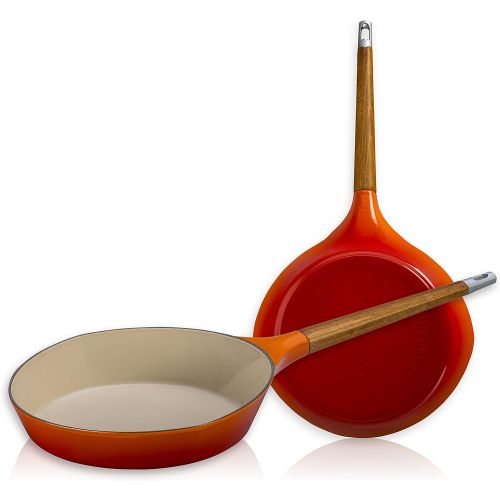 르크루제 [아마존베스트]Le Creuset Raymond Loewy Flame Enameled Cast Iron 11 Inch Skillet with Wooden Handle