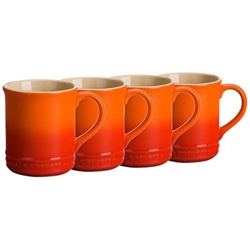 르크루제 [아마존베스트]Le Creuset Flame Stoneware 12 Ounce Coffee Mug, Set of 4