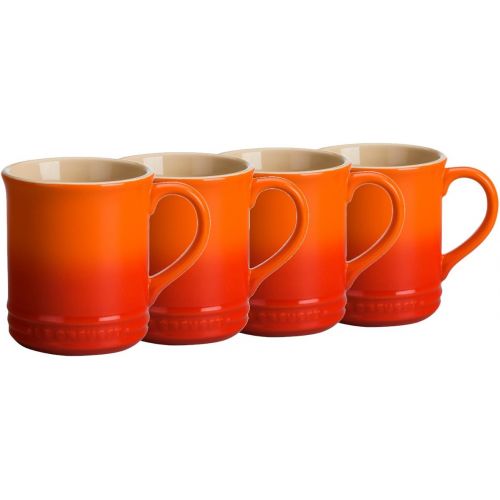 르크루제 [아마존베스트]Le Creuset Flame Stoneware 12 Ounce Coffee Mug, Set of 4