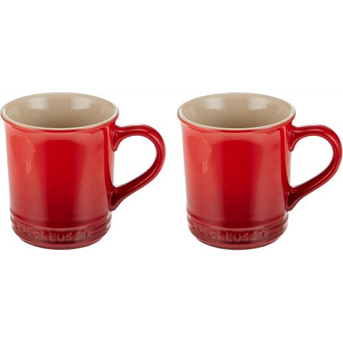 르크루제 [아마존베스트]Le Creuset of America Stoneware Set of 2 Mugs, 12-Ounce, Cerise (Cherry Red)