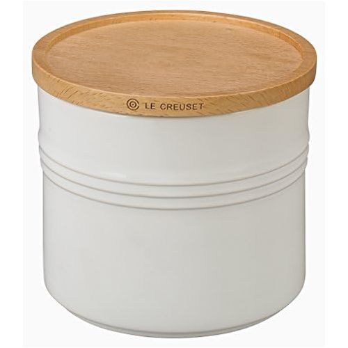 르크루제 [아마존베스트]Le Creuset Stoneware 5 1/2 Canister with Wood Lid, 1 1/2 quart, White