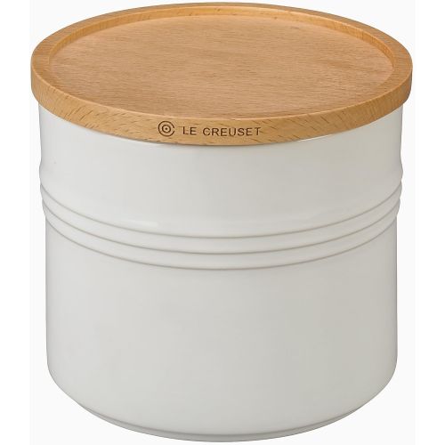 르크루제 [아마존베스트]Le Creuset Stoneware 5 1/2 Canister with Wood Lid, 1 1/2 quart, White