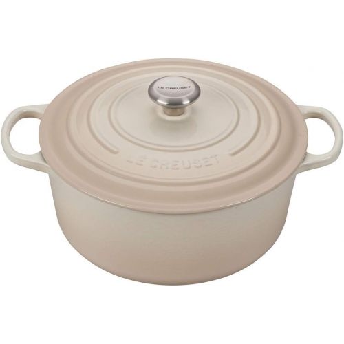 르크루제 [아마존베스트]Le Creuset 7 1/4-Quart Signature Round Dutch Oven Stainless Steel Knob, Meringue