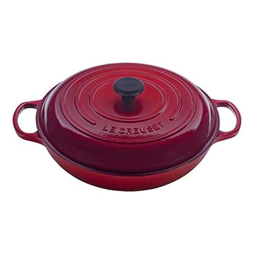 르크루제 [아마존베스트]Le Creuset LS2532-3067 Signature Enameled Cast-Iron 3 1/2 Quart Round Braiser, Cerise (Cherry Red)