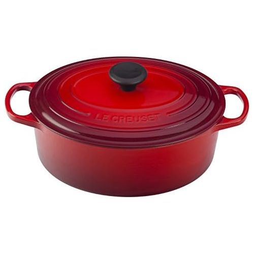 르크루제 [아마존베스트]Le Creuset of America Enameled Cast Iron Signature Oval Dutch Oven, 8 quart, Cerise (Cherry Red)