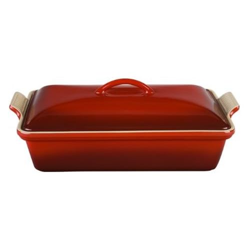 르크루제 [아마존베스트]Le Creuset Heritage Stoneware 12-by-9-Inch Covered Rectangular Dish, Cerise (Cherry Red)