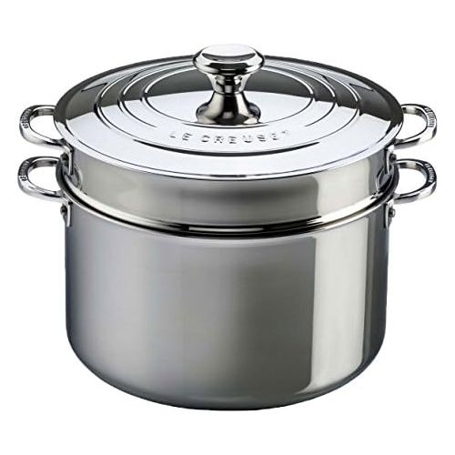 르크루제 [아마존베스트]Le Creuset Tri-Ply Stainless Steel Stockpot with Lid and Deep Colander Insert, 9-Quart