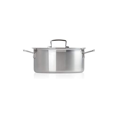 르크루제 Le Creuset 3-ply Bratentopf mit Deckel, Ø 24 cm, Rostfreier Edelstahl, 5,3L Volumen, Fuer alle Herdarten inkl. Induktion geeignet, Silber