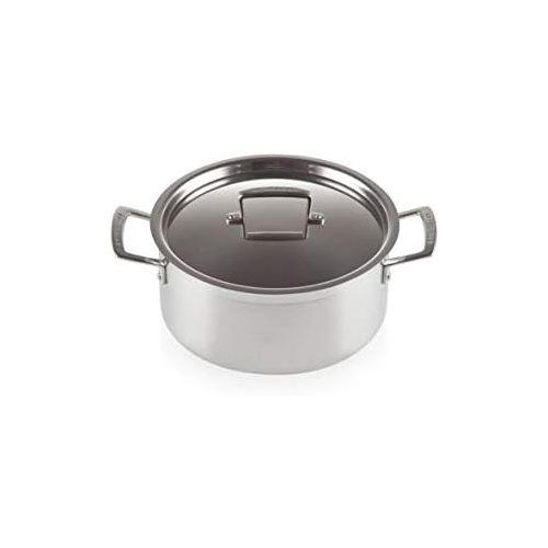 르크루제 Le Creuset 3-ply Bratentopf mit Deckel, Ø 24 cm, Rostfreier Edelstahl, 5,3L Volumen, Fuer alle Herdarten inkl. Induktion geeignet, Silber