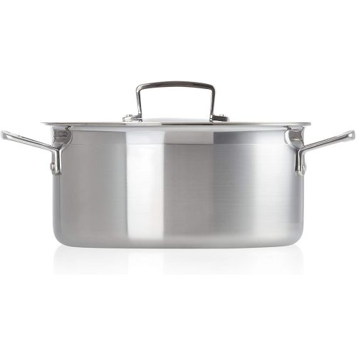 르크루제 Le Creuset 3-ply Bratentopf mit Deckel, Ø 24 cm, Rostfreier Edelstahl, 5,3L Volumen, Fuer alle Herdarten inkl. Induktion geeignet, Silber