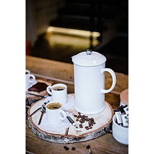 르크루제 Le Creuset Kaffee-Bereiter/French Press mit Edelstahl-Presseinsatz, 800 ml, Steinzeug, Creme