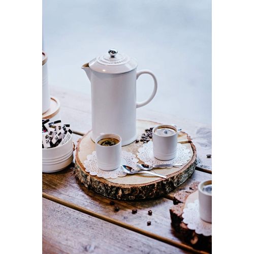 르크루제 Le Creuset Kaffee-Bereiter/French Press mit Edelstahl-Presseinsatz, 800 ml, Steinzeug, Creme