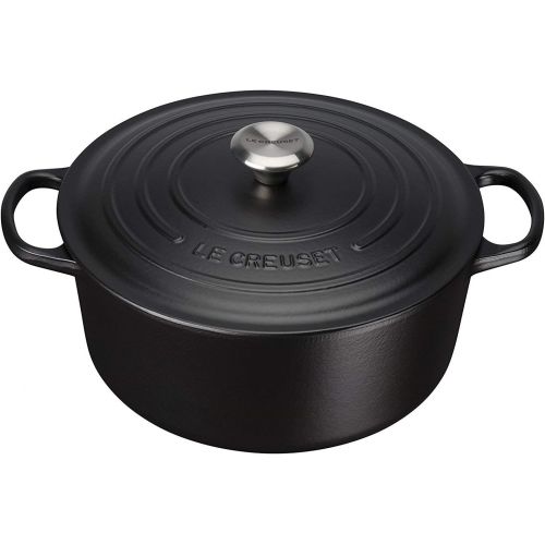 르크루제 Le Creuset Signature Gusseisen-Brater mit Deckel, Ø 30 cm, Rund, Fuer alle Herdarten und Induktion geeignet, Volumen: 8,4 l, Schwarz