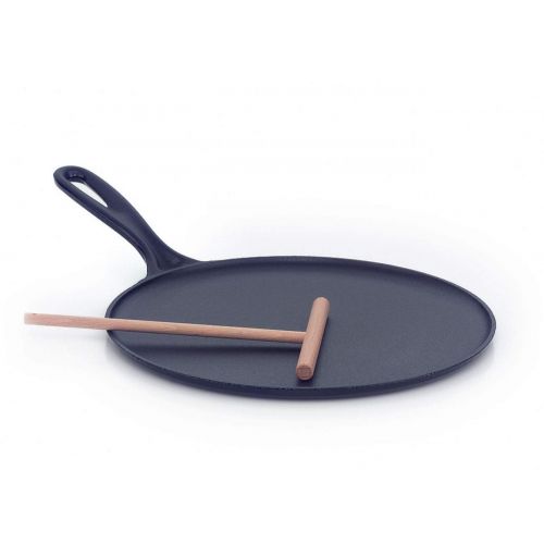 르크루제 Le Creuset Gusseisen-Crepespfanne, Inkl. Holzschieber, Ø 32 cm, Rund, Fuer alle Herdarten inkl. Induktion geeignet, Kirschrot